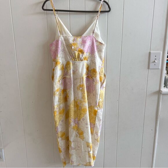 REISS Kay Linen Tie Front Midi Dress In Yellow NWT - Picture 7 of 14